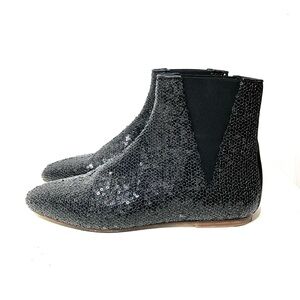 Loewe Black Sequin Chelsea Ankle Boots 38